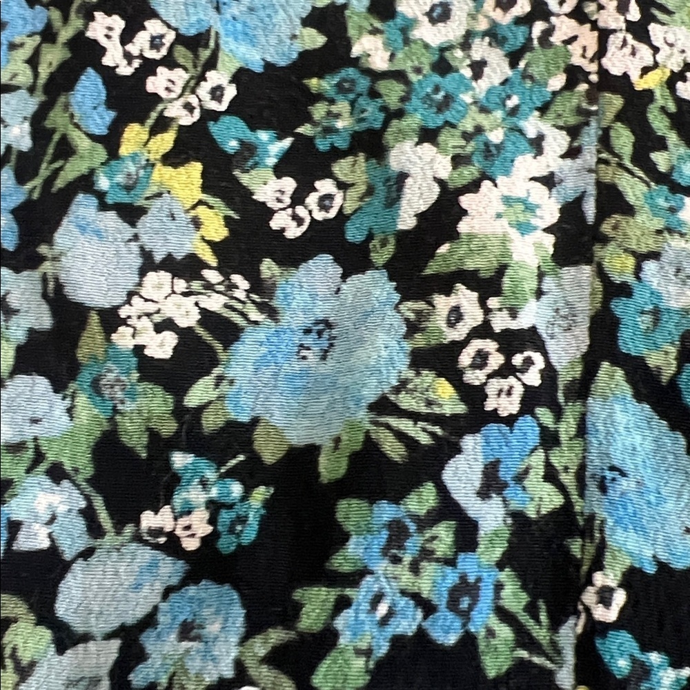 LOFT Black and Blue Floral V-Neck Sleeveless Dress with Tie - Size XS - Picture 5 of 8